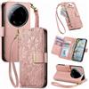Jiajihua Cover Compatibile con Nothing Phone (3a) Pro 【Portafoglio con cerniera】【Portacarte doppio】【Flip Stand】【Fibbia magnetica】 Custodia per telefono Lanyard Pink