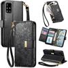 Jiajihua Cover Compatibile con Redmi Note 11T / Note 11S 5G,Compatibile con Xiaomi Poco M4 Pro 5G 【Portafoglio con cerniera】【Portacarte doppio】【Flip Stand】【Fibbia magnetica】Custodia per telefono Lanyard Black