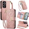 Jiajihua Cover Compatibile con Tecno Camon 50 4G / CN5 【Portafoglio con cerniera】【Portacarte doppio】【Flip Stand】【Fibbia magnetica】 Custodia per telefono Lanyard Pink