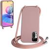 WenBaby Cover Compatible con Xiaomi Redmi Note 10 5G,Cellulare Girocollo Custodia con Cordino TPU Corda Silicone Case Bumper Custodia, Rosa sabbia