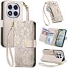 Jiajihua Cover Compatibile con Honor Magic7 Pro 【Portafoglio con cerniera】【Portacarte doppio】【Flip Stand】【Fibbia magnetica】 Custodia per telefono Lanyard Gray