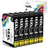 Q-image 16XL Cartucce d'inchiostro Compatibile con Epson 16XL 16 XL Nero per Epson Workforce WF-2510 WF-2630 WF-2650 WF-2760 WF-2530 WF-2750 WF-2660 WF-2520 WF-2540 (6 Nero