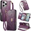 Jiajihua Cover Compatibile con Doogee Note 58 / Note 58 Pro 【Portafoglio con cerniera】【Portacarte doppio】【Flip Stand】【Fibbia magnetica】 Custodia per telefono Lanyard Purple