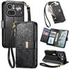 Jiajihua Cover Compatibile con Nothing Phone (4a) Pro 【Portafoglio con cerniera】【Portacarte doppio】【Flip Stand】【Fibbia magnetica】 Custodia per telefono Lanyard Black