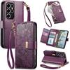 Jiajihua Cover Compatibile con Oukitel C2 【Portafoglio con cerniera】【Portacarte doppio】【Flip Stand】【Fibbia magnetica】 Custodia per telefono Lanyard Purple