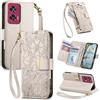 Jiajihua Cover Compatibile con Motorola Moto G53 J Y / G13 / G23 【Portafoglio con cerniera】【Portacarte doppio】【Flip Stand】【Fibbia magnetica】 Custodia per telefono Lanyard Gray