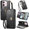 Jiajihua Cover Compatibile con Realme C53 / C51 / Note 50 4G,Compatibile con Realme Narzo N53 【Portafoglio con cerniera】【Portacarte doppio】【Flip Stand】【Fibbia magnetica】 Custodia per telefono Lanyard Black