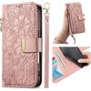 Jiajihua Cover Compatibile con Sharp Aquos sense 8 【Portafoglio con cerniera】【Portacarte doppio】【Flip Stand】【Fibbia magnetica】 Custodia per telefono Lanyard Pink