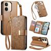 Jiajihua Cover Compatibile con Redmi Turbo 5 Max,Compatibile con Xiaomi Poco X8 Pro Max 【Portafoglio con cerniera】【Portacarte doppio】【Flip Stand】【Fibbia magnetica】 Custodia per telefono Lanyard Brown
