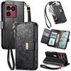 Jiajihua Cover Compatibile con Vivo V30E 5G / V40 Lite 【Portafoglio con cerniera】【Portacarte doppio】【Flip Stand】【Fibbia magnetica】 Custodia per telefono Lanyard Black