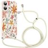 Kueqeay Custodia con Cordino per iPhone 17 Pro 6,3 Morbido TPU Bumper Cover del Modello Fiore Bianco con Laccio Collana Silicone Antiurto Protettivo Case Regolabile Cellulare Girocollo, 01