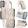 Jiajihua Cover Compatibile con Samsung Galaxy A24 4G 【Portafoglio con cerniera】【Portacarte doppio】【Flip Stand】【Fibbia magnetica】 Custodia per telefono Lanyard Gray
