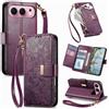 Jiajihua Cover Compatibile con Honor 500/500 Pro 【Portafoglio con cerniera】【Portacarte doppio】【Flip Stand】【Fibbia magnetica】 Custodia per telefono Lanyard Purple