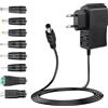 Synclum Alimentatore 12 V 1 A, adattatore CA universale 12 V 1 A 12 W AC-DC con 8 connettori DC, presa 5,5 x 2,1 mm, alimentazione 220 V/230 V a 12 V per LED, fotocamera, router, elettronica 0-1 A, 1000 mA