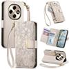 Jiajihua Cover Compatibile con Oppo F31 Pro / A6 Pro (China) PLN110 【Portafoglio con cerniera】【Portacarte doppio】【Flip Stand】【Fibbia magnetica】 Custodia per telefono Lanyard Gray