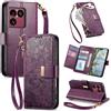 Jiajihua Cover Compatibile con Vivo V30E 5G / V40 Lite 【Portafoglio con cerniera】【Portacarte doppio】【Flip Stand】【Fibbia magnetica】 Custodia per telefono Lanyard Purple
