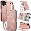 Jiajihua Cover Compatibile con Nothing Phone (3a) Lite 【Portafoglio con cerniera】【Portacarte doppio】【Flip Stand】【Fibbia magnetica】 Custodia per telefono Lanyard Pink