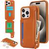 SailorTech per iPhone 15 Pro Max Custodia per telefono con porta carte di credito per uomo, iPhone 15 Pro Max Custodia con slot per carte di credito Portafoglio Zipper per donna-Marrone
