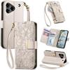 Jiajihua Cover Compatibile con ZTE Blade A76 4G 【Portafoglio con cerniera】【Portacarte doppio】【Flip Stand】【Fibbia magnetica】 Custodia per telefono Lanyard Gray