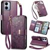 Jiajihua Cover Compatibile con Oppo Reno15 Pro mini / Reno15 Pro 【Portafoglio con cerniera】【Portacarte doppio】【Flip Stand】【Fibbia magnetica】 Custodia per telefono Lanyard Purple