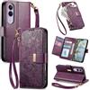Jiajihua Cover Compatibile con Huawei Enjoy 80,Compatibile con Huawei Nova Y73 / Hi Enjoy 80 Plus 【Portafoglio con cerniera】【Portacarte doppio】【Flip Stand】【Fibbia magnetica】Custodia per telefono Lanyard Purple
