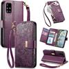 Jiajihua Cover Compatibile con Redmi Note 11T / Note 11S 5G,Compatibile con Xiaomi Poco M4 Pro 5G 【Portafoglio con cerniera】【Portacarte doppio】【Flip Stand】【Fibbia magnetica】Custodia per telefono Lanyard Purple