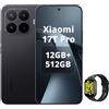 XIAOMI Smartphone 17T Pro, 12 GB + 512 GB, con Android, display da 6,83 pollici, 144 Hz, batteria al carbonio di silicio da 7000 mAh, fotocamera Leica 5X, nero, orologio incluso