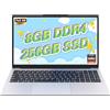 Auusda Computer portatile da 15,6 pollici, 8 GB DDR4 RAM 256 GB SSD, processore 3250C, sensore di impronte digitali, tastiera illuminata, tastierino numerico, copertura fotocamera privacy, notebook