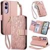 Jiajihua Cover Compatibile con Honor 90 Smart/Play 50 Plus/Play 8T / X7B 【Portafoglio con cerniera】【Portacarte doppio】【Flip Stand】【Fibbia magnetica】 Custodia per telefono Lanyard Pink