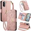 Jiajihua Cover Compatibile con Honor Play 80 Plus 【Portafoglio con cerniera】【Portacarte doppio】【Flip Stand】【Fibbia magnetica】 Custodia per telefono Lanyard Pink