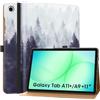 MoKo Cover per Samsung Galaxy Tab A11+ Plus 11 Pollici 2025/ A9+ Plus 2023, Multi-Angolo Custodia per Galaxy Tab A11+/ A9+ con Cinghia a Mano, Tasca, Auto Sveglia/Sonno, Foresta Grigia