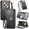Jiajihua Cover Compatibile con Oppo F31 Pro / A6 Pro (China) PLN110 【Portafoglio con cerniera】【Portacarte doppio】【Flip Stand】【Fibbia magnetica】 Custodia per telefono Lanyard Black