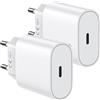 PhoneThrone Caricatore USB C Presa, 2Pezzi Spina Adattatore Ricarica Rapido 20W Alimentatore USB C per iPhone 17 16 15 14 13 Pro Max, Spinotto Caricabatterie Carica Batterie Cellulare per Samsung S23 S24 S25 S26