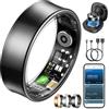 NAIXUES Smart Ring Uomo Donna, Anello Smart Fitness con Controllo Gestuale/Frequenza Cardiaca(HRV)/SpO2/Sonno/170+ Modalità Sport Impermeabil 5ATM, Smartwatch per Android e iOS, Misura 11, Nero