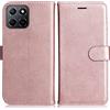 DENDICO Cover per Huawei Honor X8 5G / Honor X6 5G, Premium Portafoglio PU Custodia in PU Pelle, Flip Libro TPU Bumper Caso per Huawei Honor X8 5G / Honor X6 5G, Rosa