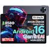 DOOGEETab U11 Pro Android 16 Tablet 11 Pollici, 30GB RAM+256GB ROM (2TB TF), Unisoc T7200 Octa Core Tablet PC, 8580mAh, 90 Hz Display, 13MP+5MP, WIFI 5 /Widevine L1/ GPS/Face ID/OTG,Grigio