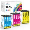 Q-image 16XL Cartucce d'inchiostro Compatibile con Epson 16XL 16 XL Cartucce | Compatibile per Cartucce Epson wf 2760 WF-2510 WF-2730 WF-2530 WF-2520 WF-2540 WF-2750 WF-2660 WF-2650 WF-2010 (9-Pack)