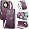 Jiajihua Cover Compatibile con Honor X60 / X9C Smart 【Portafoglio con cerniera】【Portacarte doppio】【Flip Stand】【Fibbia magnetica】 Custodia per telefono Lanyard Purple