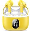 QXQ Cuffie Bluetooth, 2026 Nuovo Auricolari Bluetooth 5.4 Hi-Fi Stereo con 4 ENC Mics, 40 Ore Mini Cuffie Wireless Cancellazione Rumore Cuffiette Bluetooth, Cuffie Senza Filo per Android/iOS, Giallo