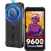 Ulefone RugKing Smartphone Rugged Android 15, 9600mAh Cellulare, 16GB+128GB/SD-2TB, Octa‑Core AI, IP68K Resistente Fotocamera 50MP+8MP, 5,99, Altoparlante 126 dB, LED 126 lm, 3 Slot, OTG, GPS, NFC