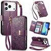 Jiajihua Cover Compatibile con Tecno Spark 50 4G / KN4 【Portafoglio con cerniera】【Portacarte doppio】【Flip Stand】【Fibbia magnetica】 Custodia per telefono Lanyard Purple