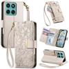 Jiajihua Cover Compatibile con Motorola Moto G57 Power / G67 Power / G100 2025 / G100S 2025 【Portafoglio con cerniera】【Portacarte doppio】【Flip Stand】【Fibbia magnetica】 Custodia per telefono Lanyard Gray