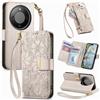 Jiajihua Cover Compatibile con Honor X70 / X9D / Magic8 Lite 【Portafoglio con cerniera】【Portacarte doppio】【Flip Stand】【Fibbia magnetica】 Custodia per telefono Lanyard Gray
