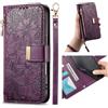 Jiajihua Cover Compatibile con Sharp Aquos sense 4 【Portafoglio con cerniera】【Portacarte doppio】【Flip Stand】【Fibbia magnetica】 Custodia per telefono Lanyard Purple
