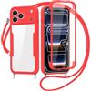 FERLAN Cover per iPhone 17 Pro con Cordino, 360 Gradi Antiurto Custodia con Protezione Schermo Integrata Trasparente Rugged TPU Bumper Doppia Protettiva Cover per iPhone 17 Pro -Rosso