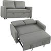 HOMCOM Divano Letto 2 Posti 3 in 1 in Tessuto Effetto Lino con 2 Cuscini Grigio