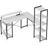 HOMCOM Scrivania Angolare con Prese USB Supporto Monitor Scaffale Bianco Nero