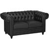HOMCOM Moderno Divano Due Posti Stile Chesterfield in PU Nero