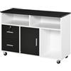 HOMCOM Mobile Porta Stampante Multiuso Cassetti con Serratura Nero e Bianco