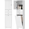 HOMCOM Mobile Bagno Alto con Cesto Biancheria 171 cm Bianco